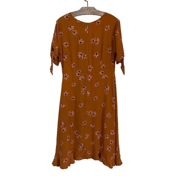 Faithfull The Brand Emilia Floral Midi Dress Orange Pink Women's Size M Medium - Picture 10 of 12